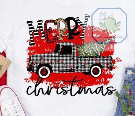 Merry Christmas Plaid Truck